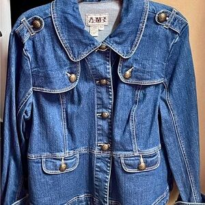 Ami Classic Blue Jean Jacket with Brass Button Accents